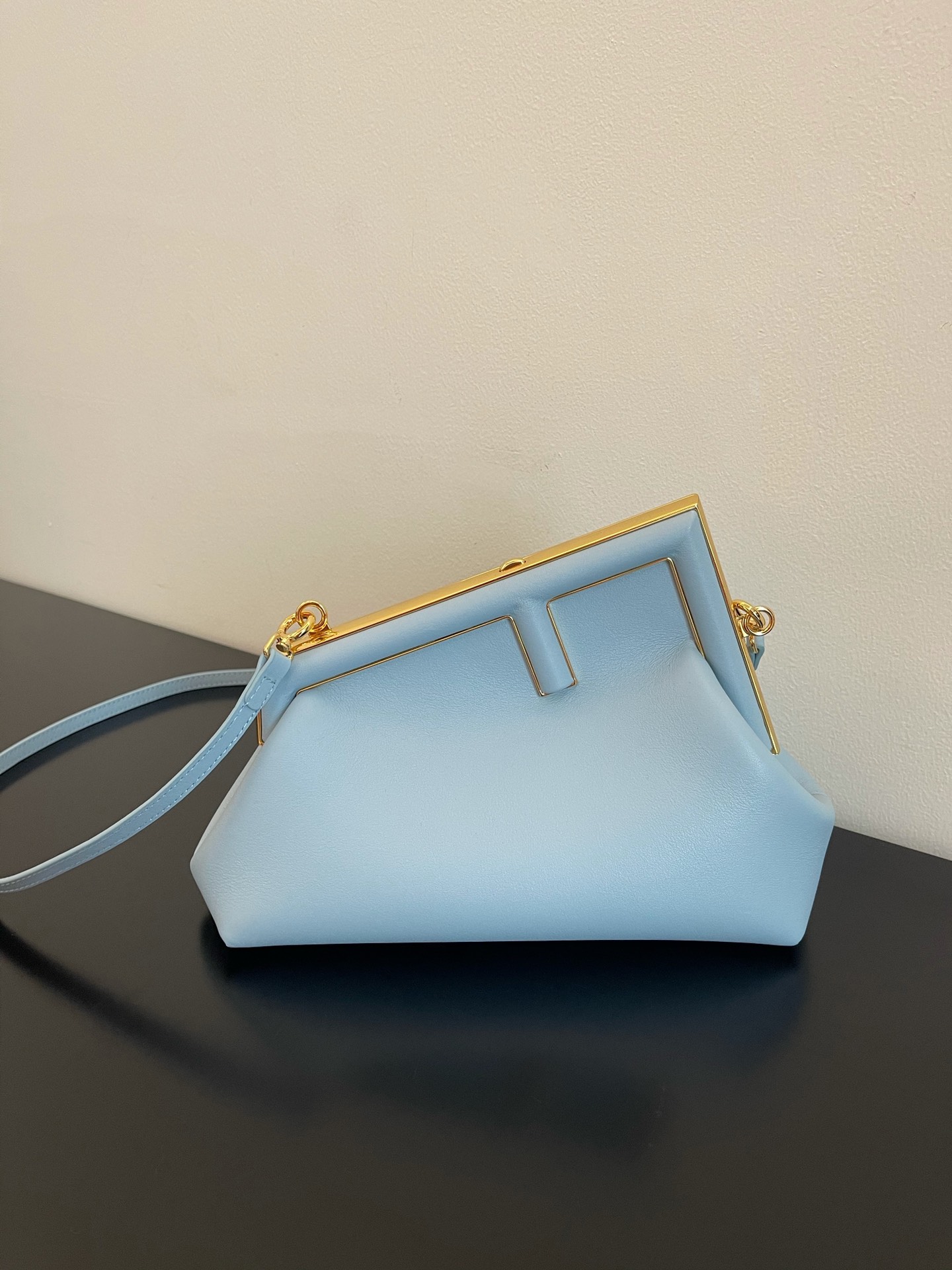 Fendi Small First Nappa Leather Shoulder Bag Light Blue